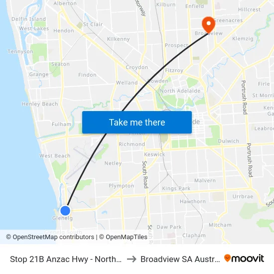Stop 21B Anzac Hwy - North side to Broadview SA Australia map