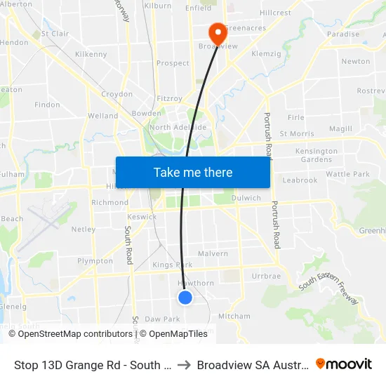 Stop 13D Grange Rd - South side to Broadview SA Australia map