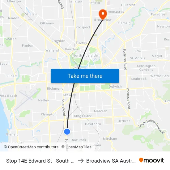 Stop 14E Edward St - South side to Broadview SA Australia map