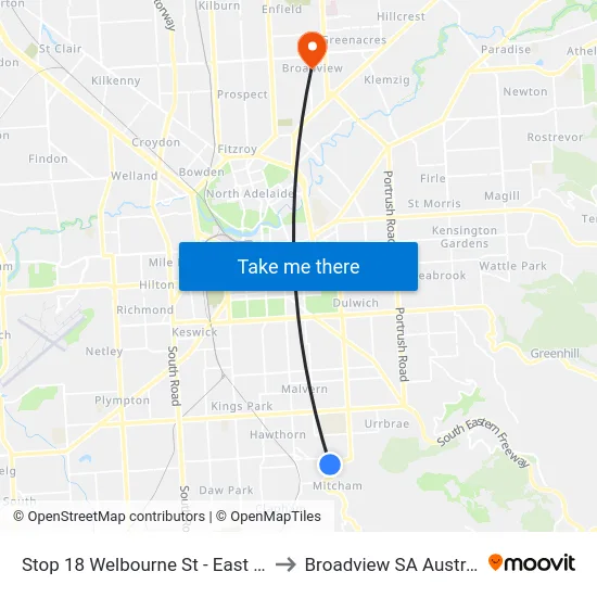 Stop 18 Welbourne St - East side to Broadview SA Australia map
