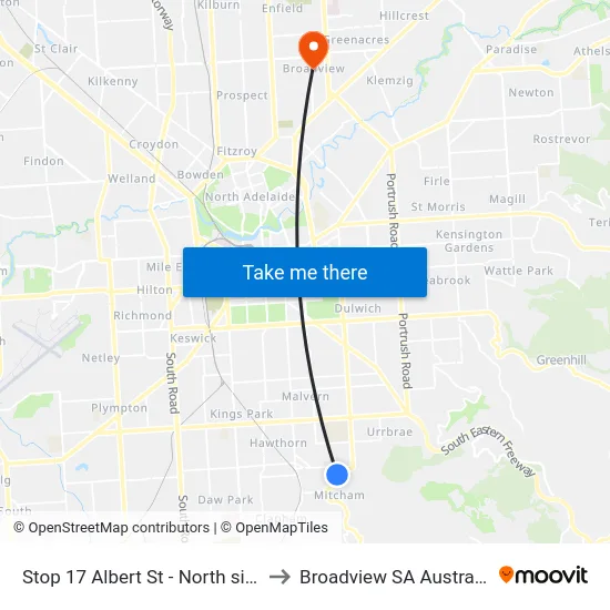 Stop 17 Albert St - North side to Broadview SA Australia map