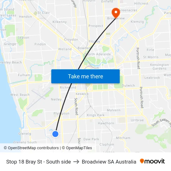 Stop 18 Bray St - South side to Broadview SA Australia map
