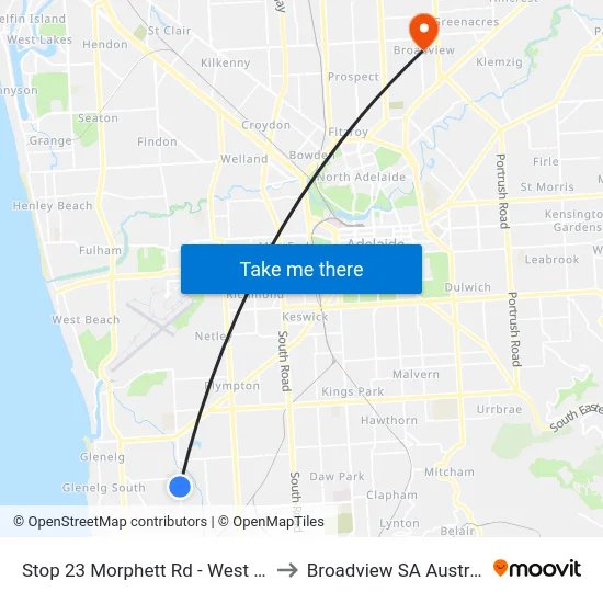 Stop 23 Morphett Rd - West side to Broadview SA Australia map
