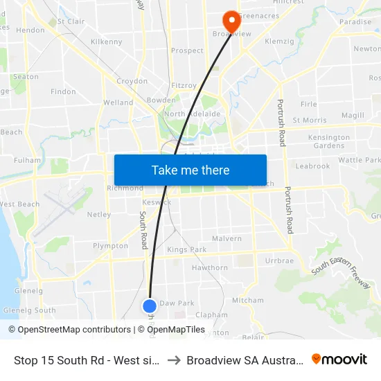 Stop 15 South Rd - West side to Broadview SA Australia map