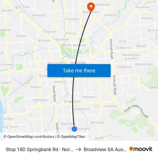 Stop 18D Springbank Rd - North side to Broadview SA Australia map
