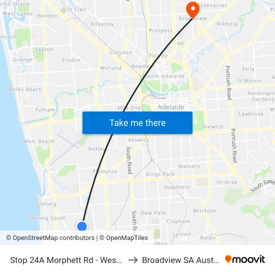 Stop 24A Morphett Rd - West side to Broadview SA Australia map