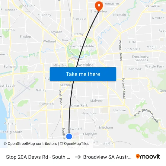 Stop 20A Daws Rd - South side to Broadview SA Australia map