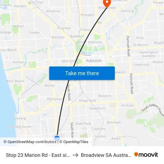 Stop 23 Marion Rd - East side to Broadview SA Australia map