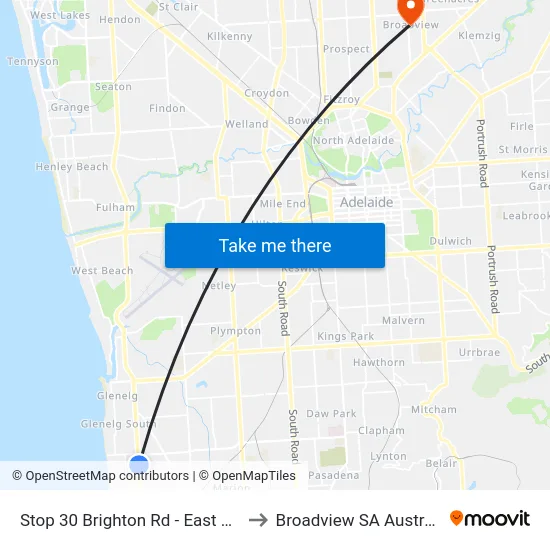 Stop 30 Brighton Rd - East side to Broadview SA Australia map