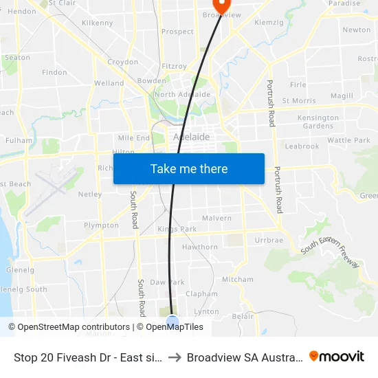 Stop 20 Fiveash Dr - East side to Broadview SA Australia map