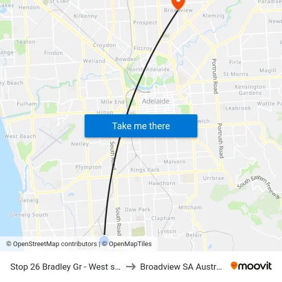Stop 26 Bradley Gr - West side to Broadview SA Australia map