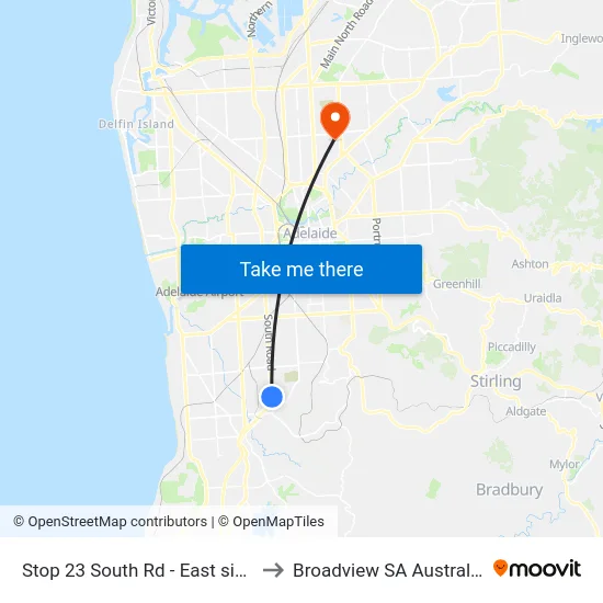 Stop 23 South Rd - East side to Broadview SA Australia map