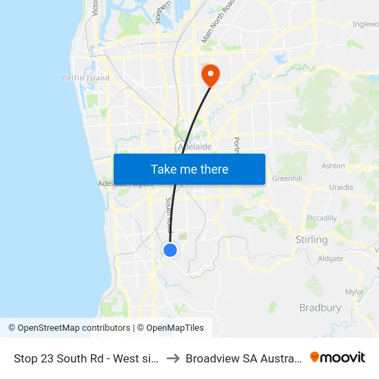 Stop 23 South Rd - West side to Broadview SA Australia map