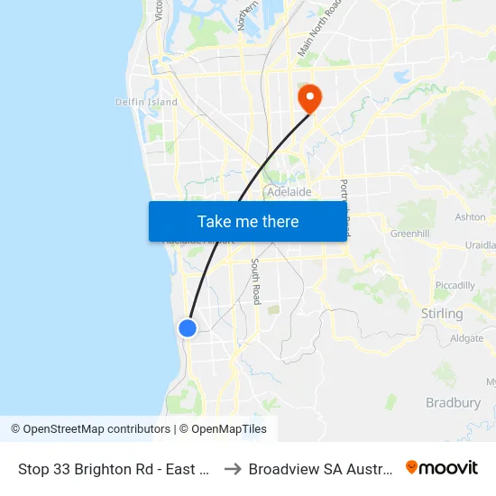Stop 33 Brighton Rd - East side to Broadview SA Australia map