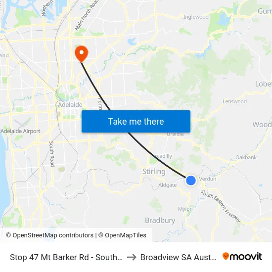 Stop 47 Mt Barker Rd - South side to Broadview SA Australia map