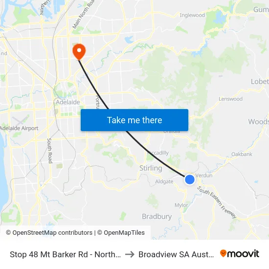 Stop 48 Mt Barker Rd - North side to Broadview SA Australia map