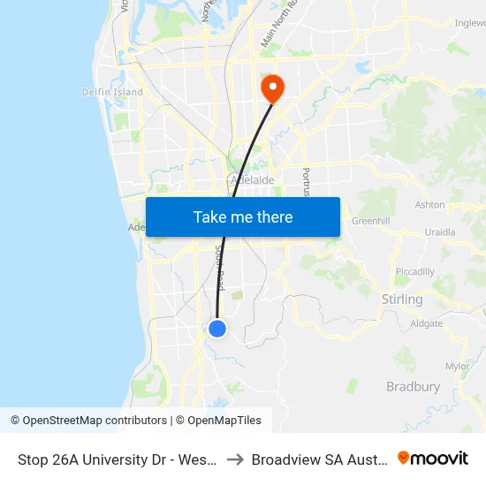 Stop 26A University Dr - West side to Broadview SA Australia map