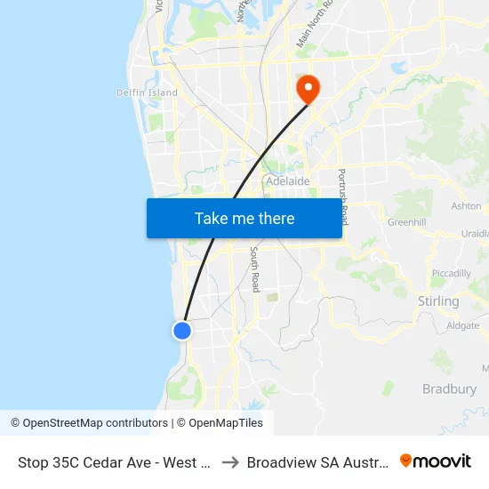 Stop 35C Cedar Ave - West side to Broadview SA Australia map