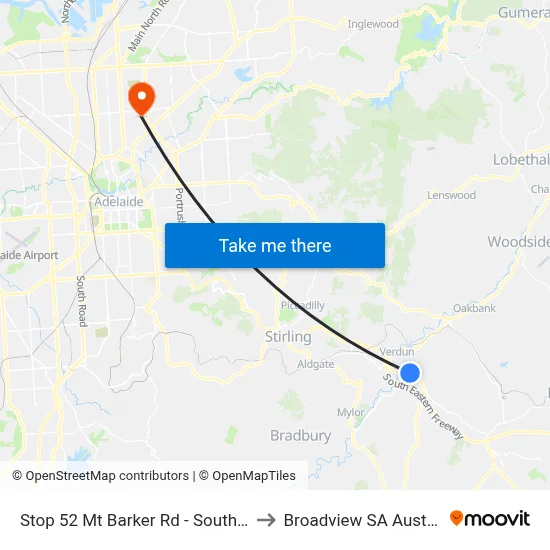 Stop 52 Mt Barker Rd - South side to Broadview SA Australia map