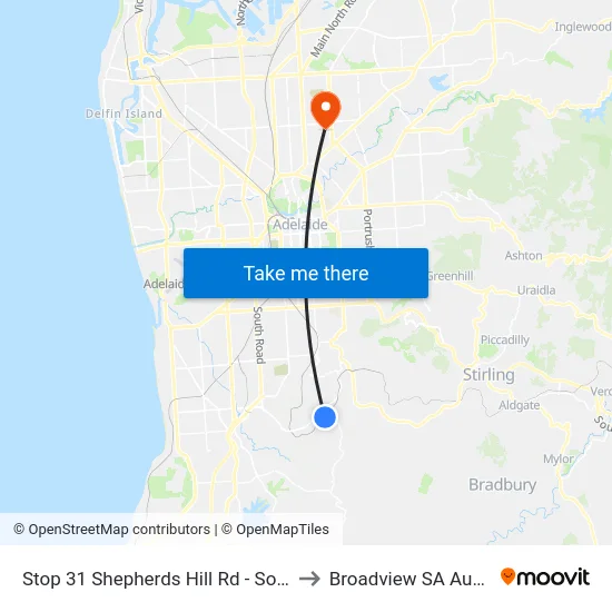 Stop 31 Shepherds Hill Rd - South side to Broadview SA Australia map