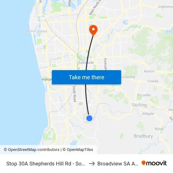 Stop 30A Shepherds Hill Rd - South East side to Broadview SA Australia map