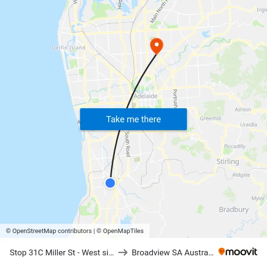 Stop 31C Miller St - West side to Broadview SA Australia map