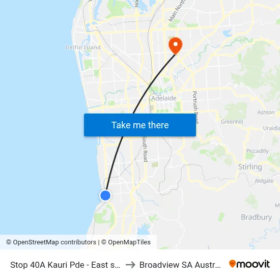 Stop 40A Kauri Pde - East side to Broadview SA Australia map