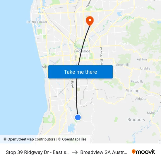 Stop 39 Ridgway Dr - East side to Broadview SA Australia map
