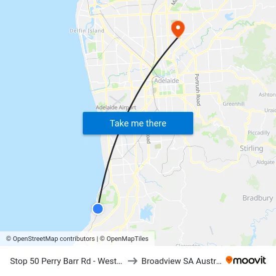 Stop 50 Perry Barr Rd - West side to Broadview SA Australia map