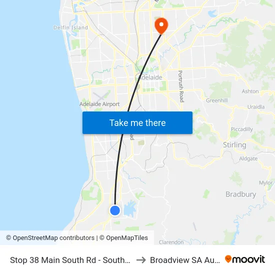 Stop 38 Main South Rd - South East side to Broadview SA Australia map