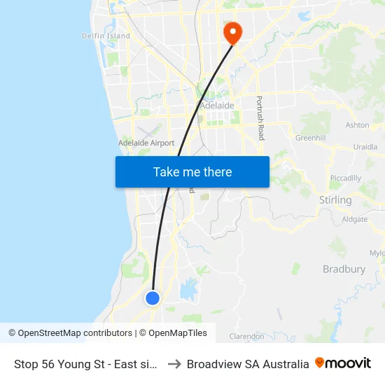 Stop 56 Young St - East side to Broadview SA Australia map