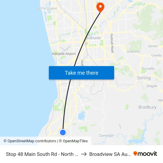 Stop 48 Main South Rd - North West side to Broadview SA Australia map