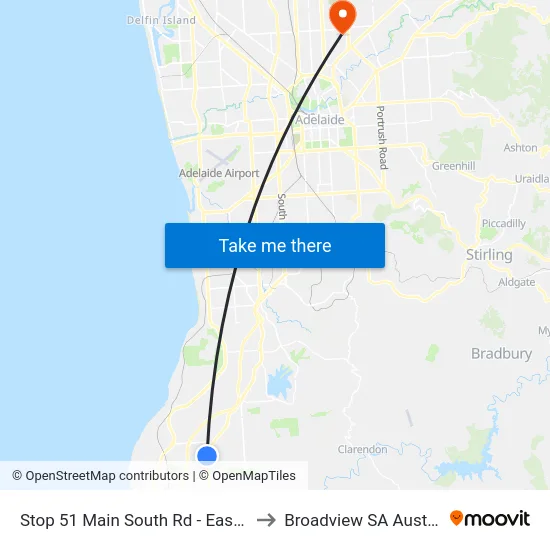 Stop 51 Main South Rd - East side to Broadview SA Australia map
