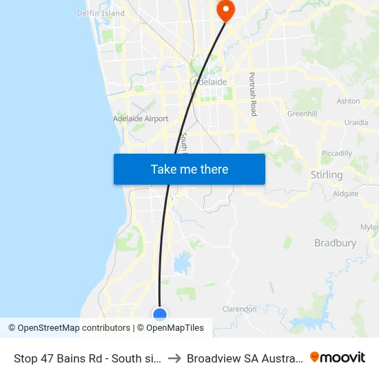 Stop 47 Bains Rd - South side to Broadview SA Australia map