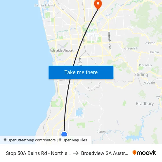 Stop 50A Bains Rd - North side to Broadview SA Australia map