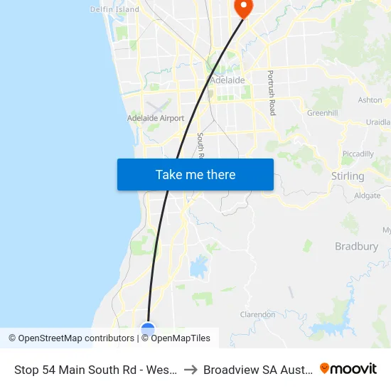 Stop 54 Main South Rd - West side to Broadview SA Australia map