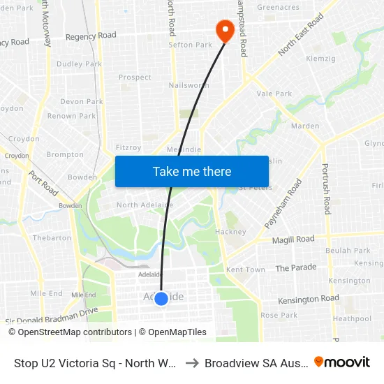 Stop U2 Victoria Sq - North West side to Broadview SA Australia map