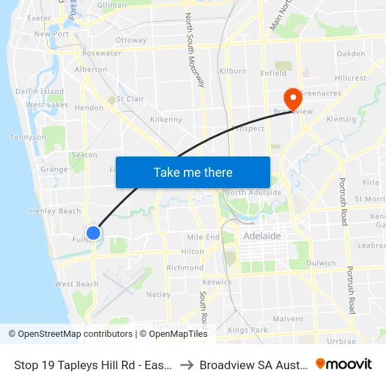 Stop 19 Tapleys Hill Rd - East side to Broadview SA Australia map