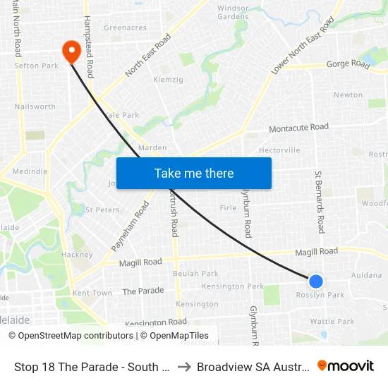 Stop 18 The Parade - South side to Broadview SA Australia map