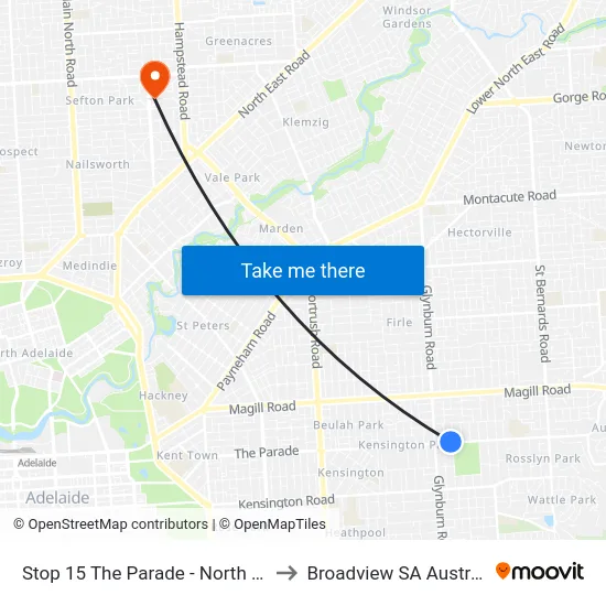 Stop 15 The Parade - North side to Broadview SA Australia map