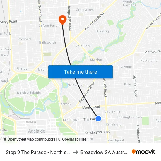 Stop 9 The Parade - North side to Broadview SA Australia map