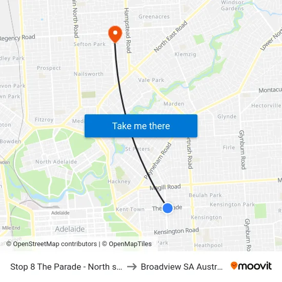 Stop 8 The Parade - North side to Broadview SA Australia map