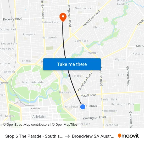 Stop 6 The Parade - South side to Broadview SA Australia map