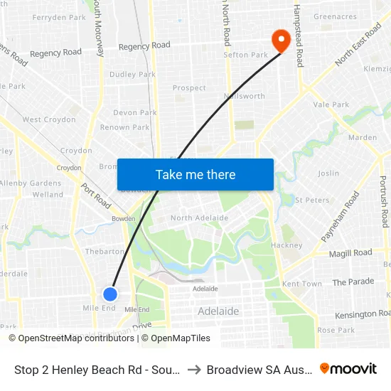 Stop 2 Henley Beach Rd - South side to Broadview SA Australia map