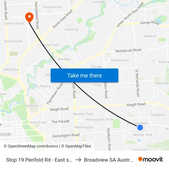 Stop 19 Penfold Rd - East side to Broadview SA Australia map