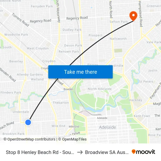Stop 8 Henley Beach Rd - South side to Broadview SA Australia map
