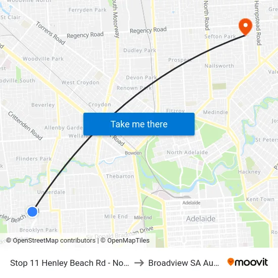 Stop 11 Henley Beach Rd - North side to Broadview SA Australia map