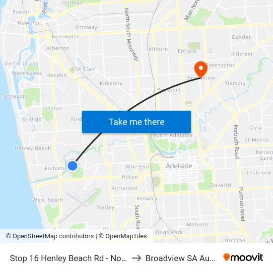 Stop 16 Henley Beach Rd - North side to Broadview SA Australia map