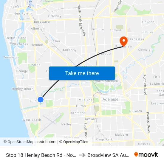 Stop 18 Henley Beach Rd - North side to Broadview SA Australia map