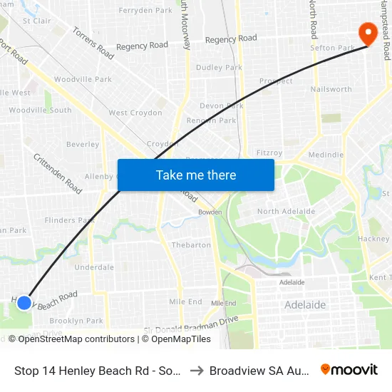 Stop 14 Henley Beach Rd - South side to Broadview SA Australia map